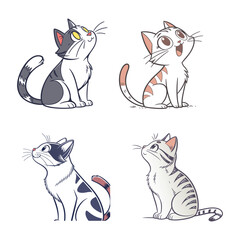 Charming Cartoon Cats in Playful and Curious Poses

