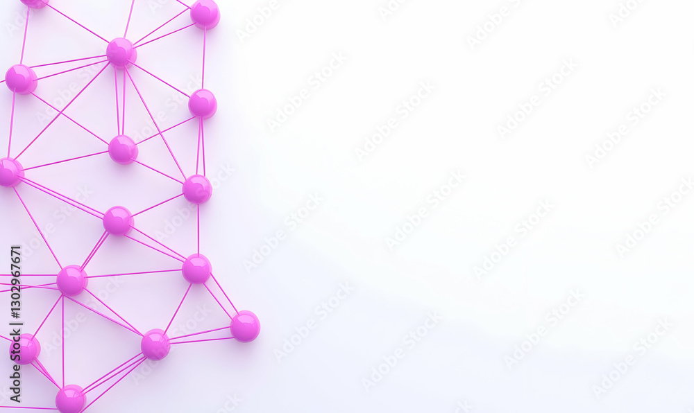 Poster abstract pink network structure with nodes on a bright background