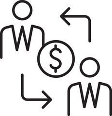 Business transaction illustration line icon