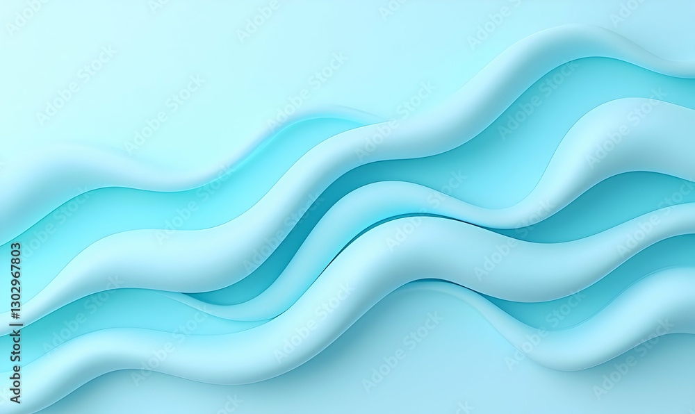 Poster serene blue wave patterns in abstract fluid design for background use