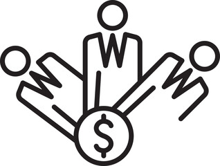 Business competition with money symbol line icon