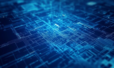 Obraz premium Abstract blue digital circuit board design.