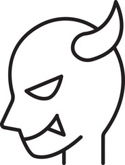 Devil head illustration in minimalist style line icon