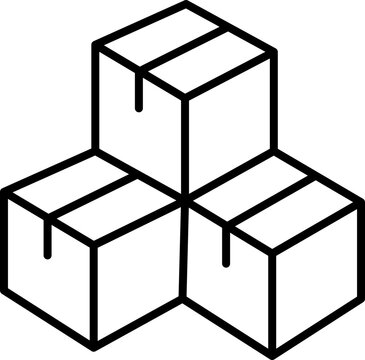 Three stacked boxes illustration line icon
