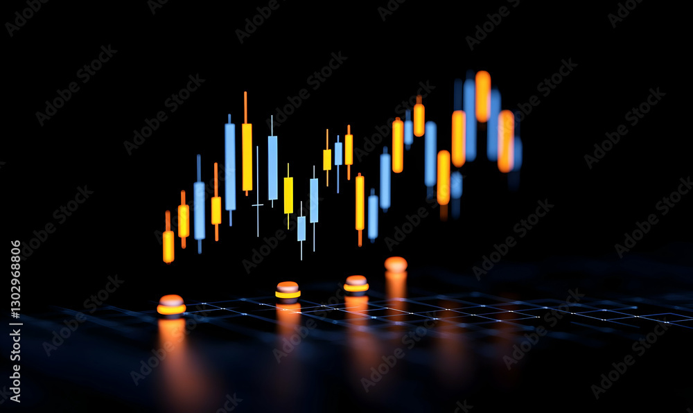 Aufkleber abstract financial chart with colorful candlestick patterns