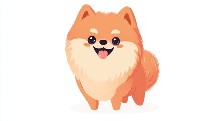 happy pomeranian dog portrait, isolated on white background, cheerful pomeranian with fluffy fur and bright eyes, clean cutout with soft shadows and minimalistic design