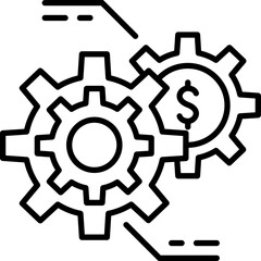 Gears with dollar sign illustration line icon