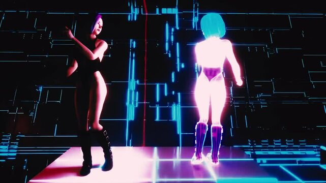 Virtual Reflections: A Cyberpunk Face-Off.. 3d rendering