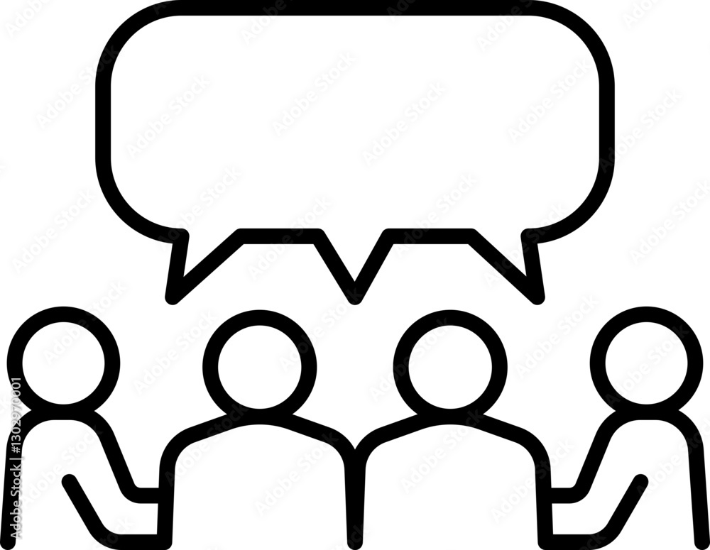 Poster group conversation with speech bubbles line icon