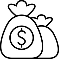 Money bags with dollar sign icon. line icon