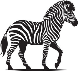 Fototapeta premium black zebra vector illustration, zebra vector, zebra silhouette logo vector, zebra vector black and white background full body