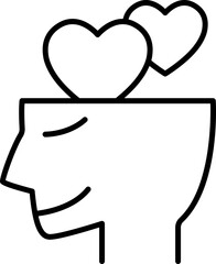 Mind and heart connection illustration line icon