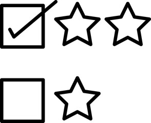 Selection checkboxes and star ratings line icon