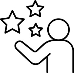 Person juggling stars icon line icon