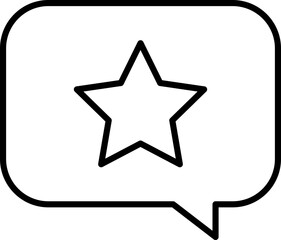 Speech bubble with a star icon inside line icon