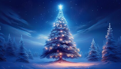 christmas tree on blue background