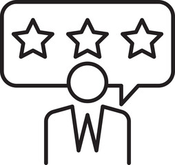 Feedback icon with three stars rating line icon