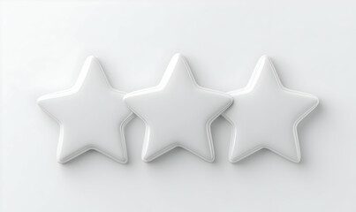 Fototapeta premium Three White Star Shapes on a Minimalist Background for Design