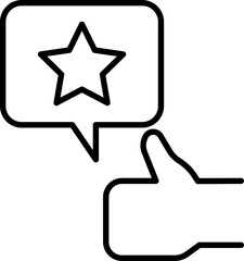 Thumbs up with star in speech bubble icon line icon