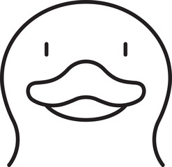 Cartoon duck with a simple design line icon