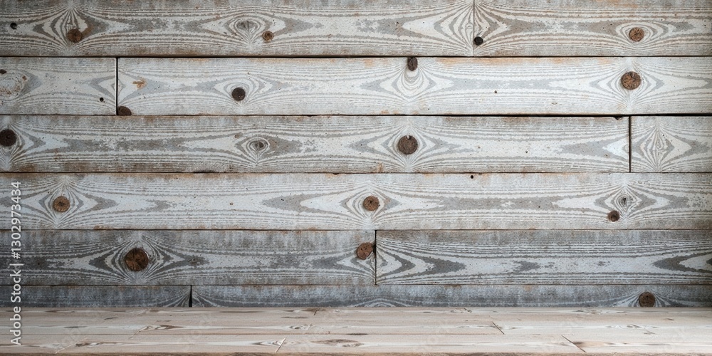 Aufkleber rustic whitewashed wooden wall with a natural wood surface below for product display or background u