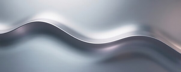 Obraz premium Sleek, brushed aluminum curves Shiny metallic surface texture , silver, bend
