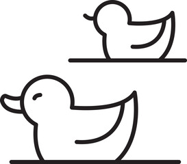 Two simple cartoon ducks design line icon
