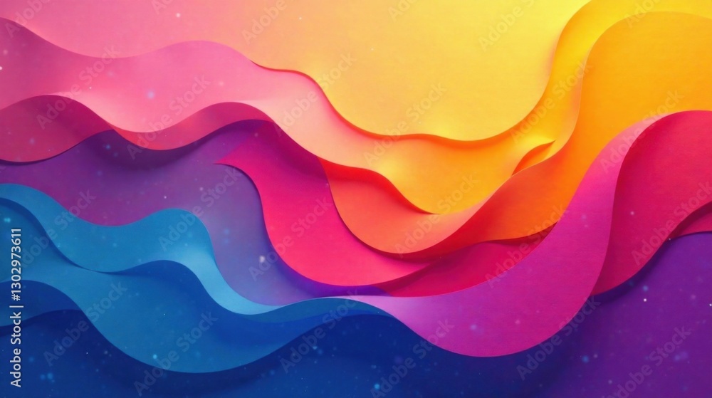 Poster abstract colorful wave layers background design featuring vibrant hues and subtle sparkle effects