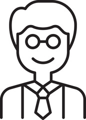 Smart man in glasses and tie illustration line icon