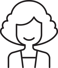 Line art of a smiling woman with curly hair line icon