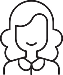 Simple line art of a woman with curly hair line icon