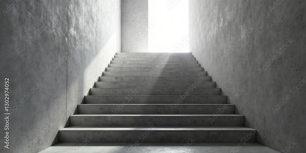 Poster a sunlit concrete staircase ascends towards a bright opening, symbolizing progress and the pursuit o