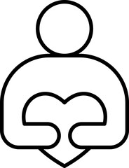 Heart symbol held by a person line icon