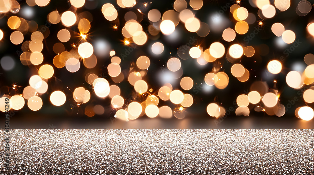Poster elegant background with bokeh lights and glittering surface