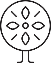 Abstract flower figure with legs line icon