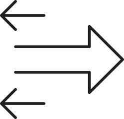 Directional arrows in black outline line icon