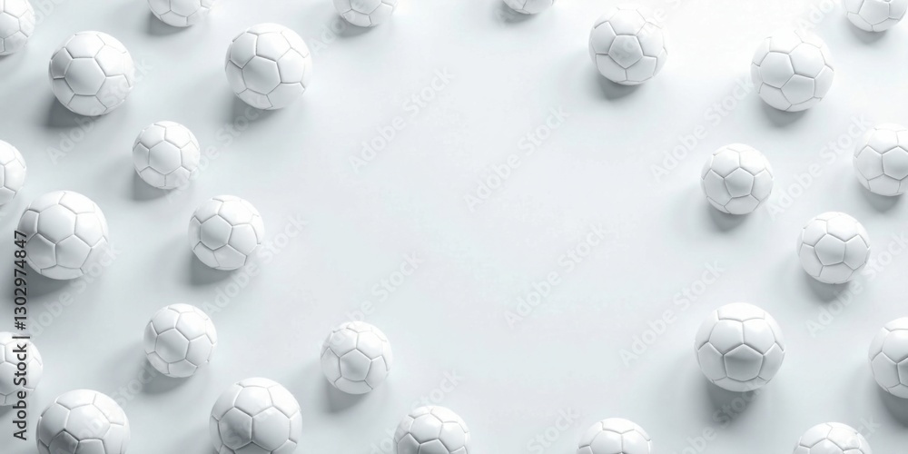 Aufkleber A Minimalist Composition Featuring a Collection of Pristine White Soccer Balls Arranged in an Engaging Pattern on a Smooth, Unblemished Surface