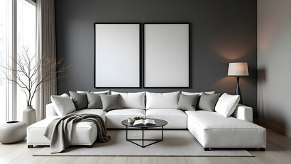 Modern Wall Poster Mockup – Minimalist Interior with Cozy Home Aesthetic