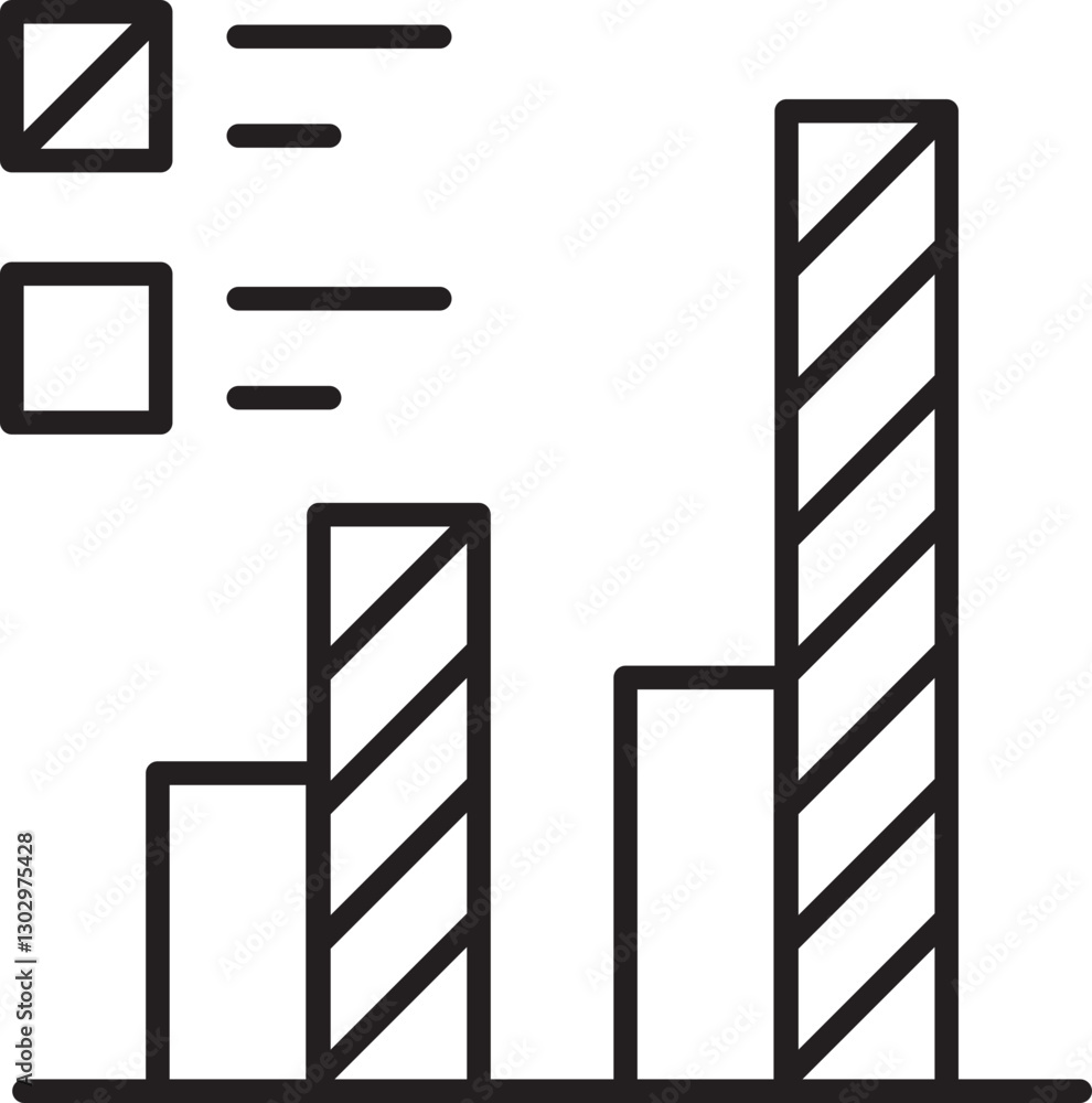 Poster bar chart with checkboxes for data visualization line icon