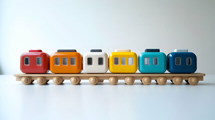 Fototapeta premium Colorful Wooden Toy Train on White Background
