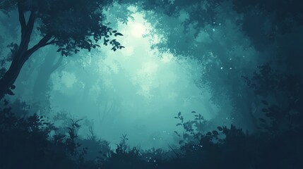 Fototapeta premium Enchanted Forest: Mystical Teal Hues