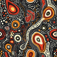 Fototapeta premium Aboriginal art style of ethnic frabic seamless pattern
