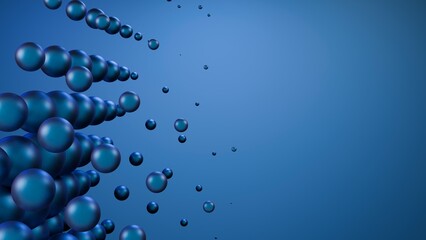 Abstract spheres in motion on a deep blue background