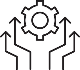 Gear with arrows indicating direction change line icon