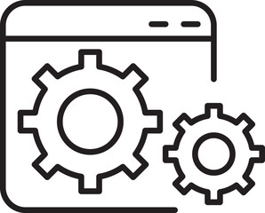 Gear icons for software settings interface line icon