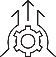 Abstract gear with upward arrows design line icon