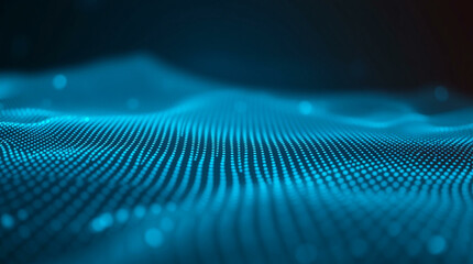 Abstract background with glowing blue particles in a smooth wave pattern, ideal for technology, data visualization, and futuristic design concepts.