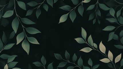 Elegant Dark Green Leaves Background Design