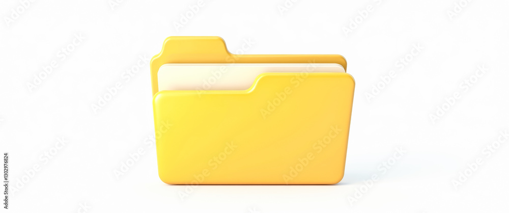 Poster 3d rendered yellow folder with a pale yellow inner flap digitally designed for user interface elemen
