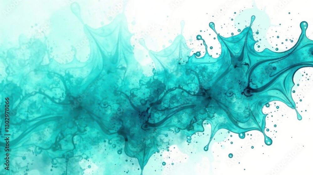 Poster abstract teal ink splashes a dynamic watercolor-style design for artistic backgrounds and creative p
